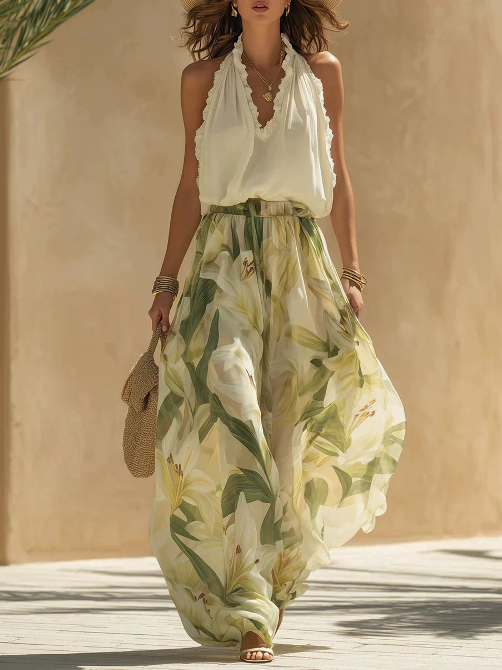 ZARA Spring Collar Waist Ruffle Elegant Dress